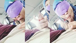 Jilbab Biru Ngewe Di Mobil, Crot Di Mana-mana.